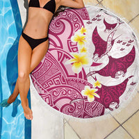 Maori Manta Ray Plumeria Royal Pink Beach Blanket LT01 - Polynesian Pride