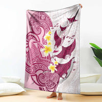 Maori Manta Ray Plumeria Royal Pink Blanket LT01 - Polynesian Pride