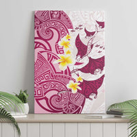 Maori Manta Ray Plumeria Royal Pink Canvas Wall Art LT01 - Polynesian Pride