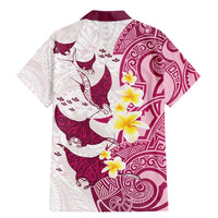 Maori Manta Ray Plumeria Royal Pink Family Matching Mermaid Dress and Hawaiian Shirt