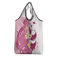 Maori Manta Ray Plumeria Royal Pink Grocery Bag LT01 - Polynesian Pride