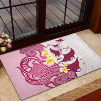 Maori Manta Ray Plumeria Royal Pink Rubber Doormat LT01 - Polynesian Pride