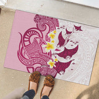 Maori Manta Ray Plumeria Royal Pink Rubber Doormat LT01 - Polynesian Pride