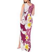 Maori Manta Ray Plumeria Royal Pink Tank Maxi Dress LT01 - Polynesian Pride