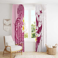 Maori Manta Ray Plumeria Royal Pink Window Curtain LT01 - Polynesian Pride