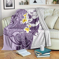 Maori Manta Ray Plumeria Deep Purple Blanket LT01 Purple - Polynesian Pride