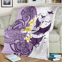 Maori Manta Ray Plumeria Deep Purple Blanket LT01 - Polynesian Pride