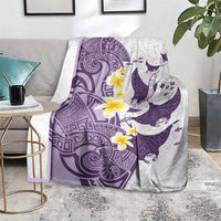 Maori Manta Ray Plumeria Deep Purple Blanket LT01 - Polynesian Pride