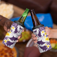 Maori Manta Ray Plumeria Deep Purple 4 in 1 Can Cooler Tumbler