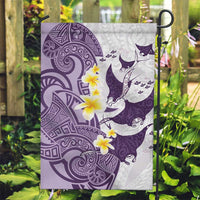 Maori Manta Ray Plumeria Deep Purple Garden Flag LT01 Garden Flag Purple - Polynesian Pride