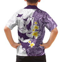 Maori Manta Ray Plumeria Deep Purple Hawaiian Shirt LT01 - Polynesian Pride