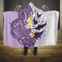 Maori Manta Ray Plumeria Deep Purple Hooded Blanket LT01 - Polynesian Pride