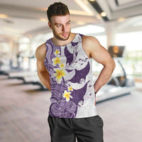 Maori Manta Ray Plumeria Deep Purple Men Tank Top LT01 Purple - Polynesian Pride
