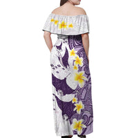 Maori Manta Ray Plumeria Deep Purple Off Shoulder Maxi Dress LT01 - Polynesian Pride