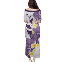 Maori Manta Ray Plumeria Deep Purple Puletasi LT01 - Polynesian Pride