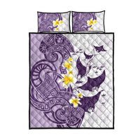 Maori Manta Ray Plumeria Deep Purple Quilt Bed Set LT01 - Polynesian Pride