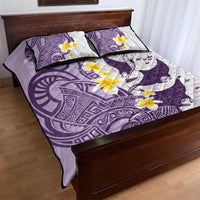 Maori Manta Ray Plumeria Deep Purple Quilt Bed Set LT01 - Polynesian Pride