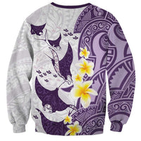 Maori Manta Ray Plumeria Deep Purple Sweatshirt LT01 - Polynesian Pride