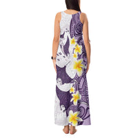Maori Manta Ray Plumeria Deep Purple Tank Maxi Dress LT01 - Polynesian Pride