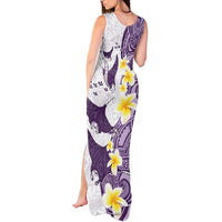 Maori Manta Ray Plumeria Deep Purple Tank Maxi Dress LT01 - Polynesian Pride