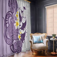 Maori Manta Ray Plumeria Deep Purple Window Curtain LT01 - Polynesian Pride