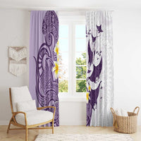 Maori Manta Ray Plumeria Deep Purple Window Curtain LT01 - Polynesian Pride