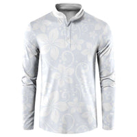 Plumeria Floral White Sunday Button Sweatshirt LT01 White - Polynesian Pride