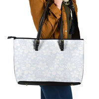 Plumeria Floral White Sunday Leather Tote Bag LT01 - Polynesian Pride