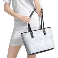 Plumeria Floral White Sunday Leather Tote Bag LT01 - Polynesian Pride