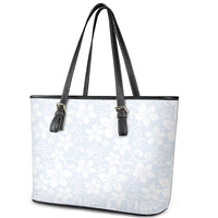 Plumeria Floral White Sunday Leather Tote Bag LT01 - Polynesian Pride