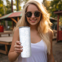 Plumeria Floral White Sunday Skinny Tumbler LT01 - Polynesian Pride