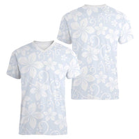 Plumeria Floral White Sunday Women V-Neck T-Shirt LT01 - Polynesian Pride