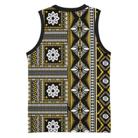 Fiji Masi Tapa Pattern Yellow Basketball Jersey - Polynesian Pride