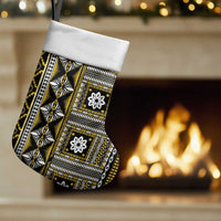 Fiji Masi Tapa Pattern Yellow Christmas Stocking - Polynesian Pride