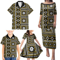 Fiji Masi Tapa Pattern Yellow Family Matching Puletasi and Hawaiian Shirt - Polynesian Pride