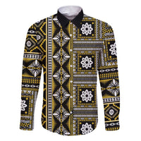 Fiji Masi Tapa Pattern Yellow Family Matching Short Sleeve Bodycon Dress and Hawaiian Shirt - Polynesian Pride