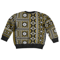 Fiji Masi Tapa Pattern Yellow Kid Ugly Christmas Sweater - Polynesian Pride
