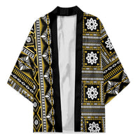 Fiji Masi Tapa Pattern Yellow Kimono - Polynesian Pride