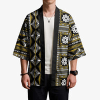Fiji Masi Tapa Pattern Yellow Kimono - Polynesian Pride