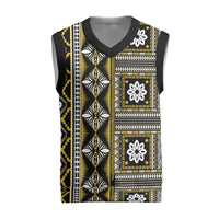 Fiji Masi Tapa Pattern Yellow Christmas Knitted V-Neck Vest - Polynesian Pride