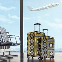 Fiji Masi Tapa Pattern Yellow Luggage Cover - Polynesian Pride