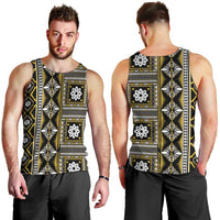 Fiji Masi Tapa Pattern Yellow Men Tank Top - Polynesian Pride