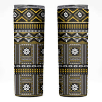 Fiji Masi Tapa Pattern Yellow Skinny Tumbler LT01 Yellow - Polynesian Pride