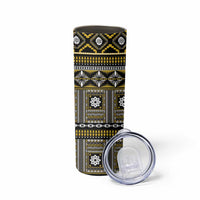 Fiji Masi Tapa Pattern Yellow Skinny Tumbler LT01 - Polynesian Pride