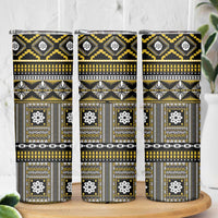 Fiji Masi Tapa Pattern Yellow Skinny Tumbler LT01 - Polynesian Pride