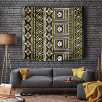 Fiji Masi Tapa Pattern Yellow Tapestry - Polynesian Pride