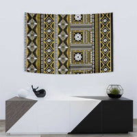 Fiji Masi Tapa Pattern Yellow Tapestry - Polynesian Pride