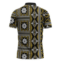 Fiji Masi Tapa Pattern Yellow Zipper Polo Shirt - Polynesian Pride