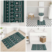 Fiji Masi Tapa Pattern Teal Bathroom Set - Polynesian Pride