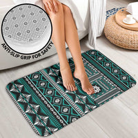 Fiji Masi Tapa Pattern Teal Bathroom Set - Polynesian Pride